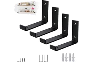 VTOPVMAX Scaffold Board Shelf Brackets 4 Pack - 5mm Thick Steel Heavy Duty Shelf Supports with Lips for 6 x 4 Inch (15cm x 10cm), Industrial Rustic Black Wall Shelf Brackets Kit