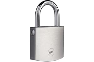 YALE SECURITY Yale Lucchetto in ottone di alta sicurezza con finitura cromata Y120B/50/127/1 corpo 50mm, arco in acciaio indurito al Boro, 3 chiavi