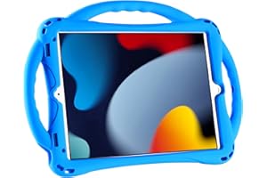 TOPESCT iPad 10.2 case, iPad 9th/8th/7th Generation Case for Kids, Built-in Handle Stand, Comes with a Strap, Silicone Shockproof iPad 10.2 inch 2021 Case(Blue)