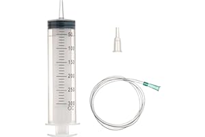 LMYKH Siringhe in plastica da 300 ml con tubo flessibile per laboratori scientifici, irrigazione giardino, industria (1, 300 ml).