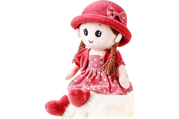 iEasey Poupée de Chiffon Fille Mignon Jouet en Peluche Bébé Douce Poupée Princesse Chapeau et Vêtements Détachables, à Partir de 0 Ans +, pour Anniversaire,de baptême,Valentin, Noël