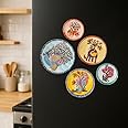 Ritualistic Gondh Art Fridge Magnets | Metal & Non-breakable | Gift Items for Women and Men | Home Dcor Gift Items | Fridge Magnets Refrigerator Stylish | Fridge Magnet Set of 5.