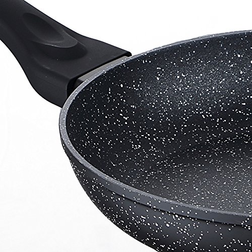 Induktion Bratpfanne 18 cm Pfanne Induktionsfähig Marmor-Antihaftbeschichtung (Höhe 4 cm, Schwarzer Soft-Touch-Griff, Geringes Gewicht, Aluminium, Schwarz) - 2