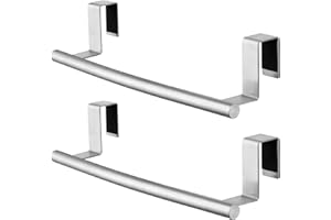 KES Over Door Towel Rail SUS304 Stainless Steel Kitchen Towel Holder, No Drilling Towel Rail for Cupboard Drawer Cabinet 2 Pack Brushed Finish, KTH200S26-2-P2