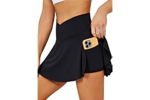 HAWILAND Women Tennis Skirt Athletic Skirts with Shorts Pleated Skirt with 2 Pockets V Waist Skort Workout Golf Skorts
