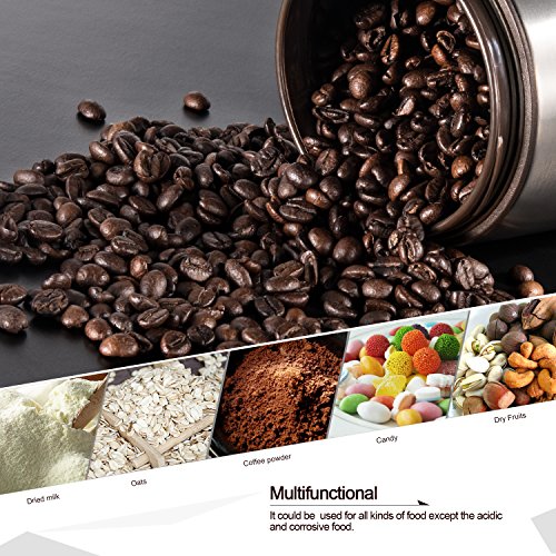 E-PRANCE Kaffeedose Vorratsdose Edelstahldose mit Löffel, für Kaffeebohnen/-pulver, Tee, Nüsse, Kakao, Magnet im Deckel, Edelstahl silber 1,5L - 6