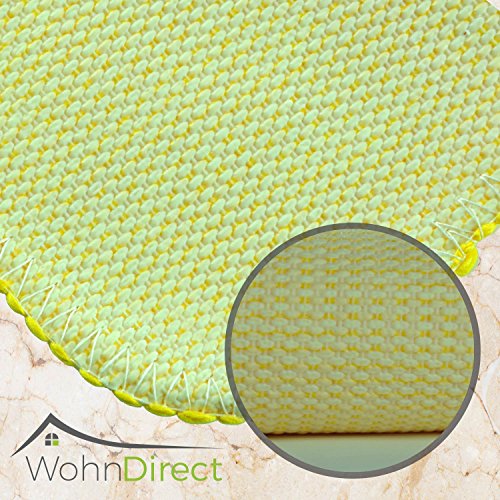 Designer Badematten 3er SPAR-SET | 3 x Flauschige Badvorleger 45 x 45 cm + 50 x 80 cm + 60 x 100 cm | Rutschfest & Waschbar | Geeignet für Fußbodenheizung & Badezimmer | Gelb | – MIT WC-AUSSCHNITT - 4