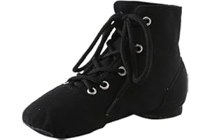 OBIQUZZ Tanzschuhe Mädchen Weiß - Schnür Jazzschuh Segeltuch Tanz Flache Ballsaal Moderne Jazz Tanzstiefel Gardestiefel Gymnastikschuhe Karnevalsstiefel Folklorestiefel Geeignet für Anfänger Showtanztauglich