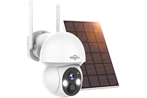 Hiseeu Solar Panel Security Camera, 2.4G & 5G WiFi,Color Night Vision, 360° View, Pan & Tilt, 100% Wireless Camera Compatible with Rechargeable Home Security Camera System