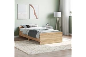 Rantry Struttura letto in rovere Sonoma 90 x 190 cm, struttura letto singolo in legno ingegnerizzato per adulti e adolescenti, camera da letto dormitorio camera degli ospiti telaio letto base letto
