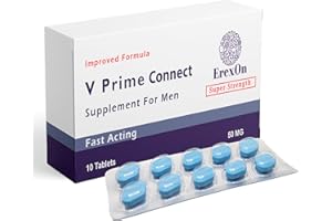 ErexOn - V Prime Connect 10 Tablets - 50MG Powerful and Fast Acting Blue Pills for Men - Male Performance & Enhancement Tablets - Naturally Extracted Blue Pill Supplement for Energy & Stamina Support