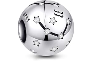 NINGAN Perline costellazioni in argento sterling 925 Fascino di zircone 5A Adatto per il regalo di compleanno della collana del braccialetto delle donne