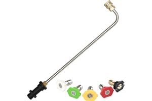 Frunimall Pressure Washer Lance, Gutter Cleaner Angled Spray Extension Wand for Karcher K2 K3 K4 K5 K6 K7, Power Jet Wash Attachment Underchassis Wash Lance with 5 Spray Nozzles (90 degrees)