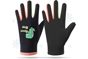 BSITSSS Guanti da sci per Bambini, Guanti Invernali Impermeabili Guanti da Neve Invernali Antivento, Guanti da Sci per Dinosauri per Ragazze Ragazzi Età 3-7