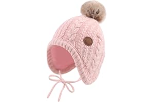 XIAOHAWANG Baby Wintermütze Mädchen Jungen Warm Strickmütze mit Pompom Niedliche BabymüTZE Herbst,Winter