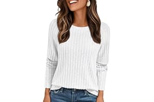 AirMood Camisetas elegantes casuales de manga larga para mujer, cuello redondo, holgadas