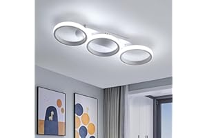 COMELY 3 Anillos Lámpara de Techo LED, 32W Plafon Led Techo, Luz de Techo LED para Sala de Estar, Dormitorio, Estudio, Comedor, Oficina, 6500K Luz Blanca Fría