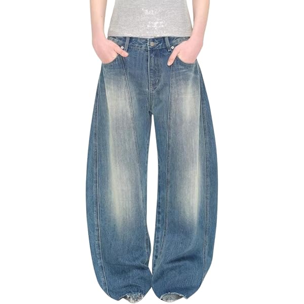 Jean Cargo Y2K Femme – Baggy Large Vintage Denim Streetwear Coréen, Style Grunge Rétro Parachute Pants