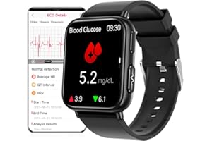 DigiKuber Smart Watch EKG, 1,91 Zoll 240 * 286 wasserdichte Smartwatch mit ECG, Blutzucker, Blutdruck, SpO2, Herzfrequenz, Körpertemperatur, Nachrichten und Anruferinnerung für Android iOS
