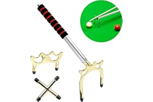 crayfomo Retractable Billiards Cue Stick Bridge, Snooker Pool Cue Bridge with 3 Pieces Removable Brass Bridge Head, Pool Cue Holder Snooker Accessories Pool Table Accessory