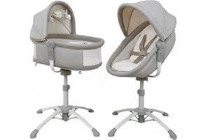 bebe2luxe Louna : Culla neonato multifunzionale 4 in 1 (DONDOLO ELETTRICO, SEGGIOLONE, SDRAIO)