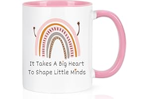 Joymaking Teacher Gifts for Women Coffee Mug, Thank You Teacher Gifts Cup Best Teacher Gifts Mug with It Takes A Big Heart to Shape Little Minds, 11oz Coffee Cups Gifts for Teacher
