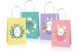 AVISKI 20 szt. torebek na smakołyki z uchwytami duże torby na prezenty z recyklingu torby kartonowe dla dzieci do szkoły klasy na przyjęcie artykuły dekoracyjne króliczek i jajka wielkanocne pojemniki na