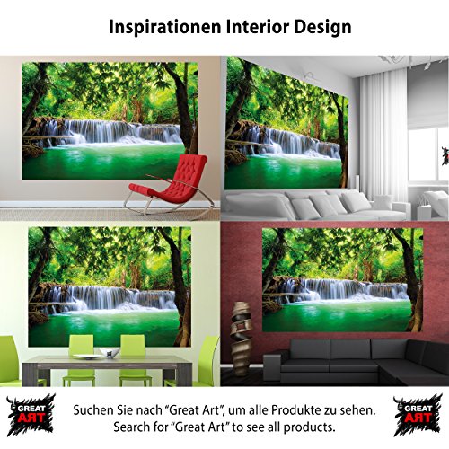 Paradies Fototapete – Wasserfall im Wald – Dschungel Fluss Kanchanaburi Thailand Si Sawa Wandbild- XXL Wanddeko 210 x 140 cm - 4