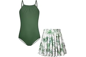 GRACE KARIN Mädchen Einteiliger Badeanzug mit Mesh Rock Schwimmanzug Badebekleidung Kinder Bademode Set 116-164/5-14 Jahre