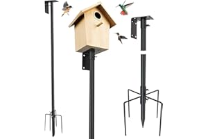CANCYCC Kit de support de perche pour mangeoire à oiseaux, réglable, 193 cm, support universel avec 5 dents, pour jardin, extérieur, cour, noir