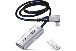 Guermok 4K USB 3.0 HDMI Capture Card for Streaming, PD100W, 90° USBC, 1.0 m 4K @ 60FPS 1080P @240FPS HDMI to USB A/C Video Capture Devices for Pad/Tablet/MacOS /Switch2/1/Camera/PC/Laptop