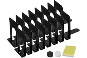 DARUITE Serre Livre, Cale Livre Presse Livre Serre Livres en Métal Accessoires Bureau Rangement Livre, pour la Maison, Bureau, l'école, Bibliothèque (8 Paires,126 x 147x 170 mm, Noir)