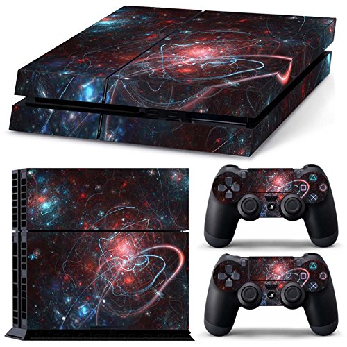 PS4 Decal Skins, Caroki Decal Full Body faceplates [2 Controller Decal Sticker] Skin Sticker For Sony Playstation 4 Console x 1 and Controller x 2 (PS4, Black Night)
