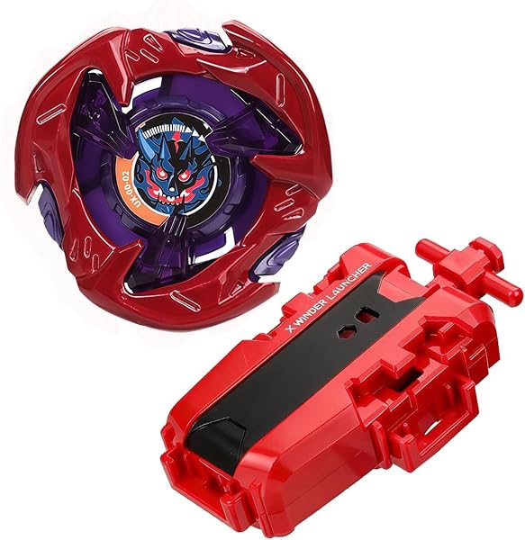 Battling Set, Battling Tops Bay Battle Spinning Top, String Launcher, Great Toy Gift for Boy Kid 6+, Handle Birthday Kids Toy (Rot/Dunkelrot) (Dunkelrot) - 1