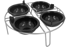 SAMUEL GROVES 4x Large Egg Poacher Cups & Stainless Steel Rack, Durable Plastic, Reusable Non-Stick Design for Perfect Poached Eggs, Easy to Use and Clean, Ideal for Home Cooking
