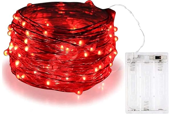 BOLWEO Guirlande Lumineuse, Noël Fairy Lights Guirlandes de Lumière 3M 30LED Extérieur et Intérieur Étanche Decoration Romantique pour Chambre Mariage Fête Soirée Jardin, Rouge