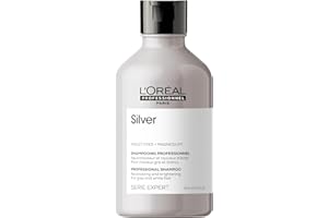 L'ORÉAL PROFESSIONNEL PARIS L'Oréal Professionnel, Shampoing Violet Déjaunissant & Raviveur d'Éclat, Cheveux Blancs ou Gris, Elimine les Reflets Jaunes et Cuivrés, Apporte Douceur & Brillance, Silver, Serie Expert