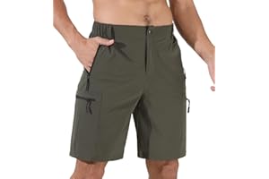 Suwangi Hombre Pantalones Cortos de Secado Rápido Cargo Pantalones Cortos de Hacer Deporte al Aire Libre Transpirable para Senderismo Escalada Trekking con Múltiples Bolsillos