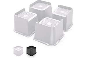 USION Bed Risers 2 inch, 3 inch, 4 inch, 6 inch or 8 inch Heavy Duty Furniture Risers, Up to 6000 Lbs Bed Lifts Blocks for Couch Desk Sofa Table Bookshelf (White, 4IN-4PCS)