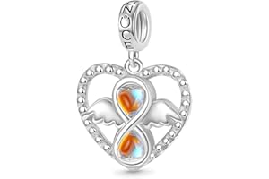 GNOCE Opale Attrape-rêves Coeur Pendentif Charms pour bracelet 925 argent sterling Papillon volant Pierre de lune Dangle Charm pour femmes filles Fit bracelets/collier