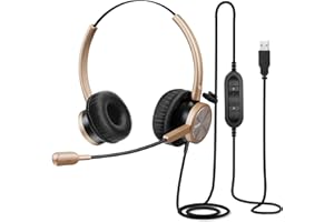 MAIRDI PC Headset with Microphone Noise Canceling for Teams Zoom, USB Headset with Mic for Laptop Remote Work Office Call Center Softphone Telephone, Dictation Headset for Dragon Naturelly Speaking