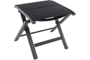 greemotion Ottoman składany stołek grenada, aluminiowy składany stołek, czarny i antracytowy, do ogrodu, na patio lub balkon, taras, meble ogrodowe