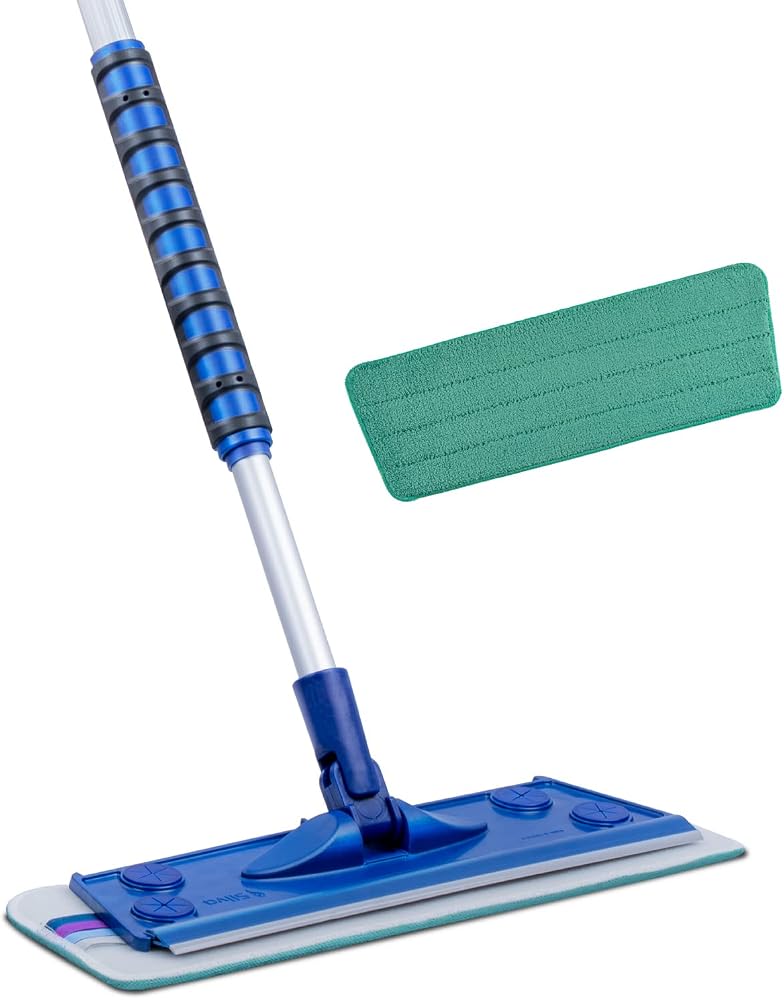 Silva Mikrofiber Tekli Islak Mop Set - Yalnızca Islak Bez Dahil (1 Adet), 90-156 cm Teleskopik Alüminyum Sap, 360 Derece Dönen Cırtlı Başlık, Laminat Parke Fayans ve Mermer İçin