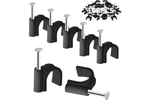 DEKUKAR 100PCS Runde Kabelklemmen Schwarz, 4MM Elektrische Kabelwandklemme Kabelnagelklemmen Management, Draht Ordnungsklemmen Pins Kabelstifte für Ethernet, Elektrische Kabel, Steckdosenleiste Wandmontage