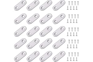 RHQFDM 24 Stück Flache Ecke Bracket Edelstahl Flachverbinder 2 Löcher Lochplatten Flachverbinder Brackets mit Schrauben Metallverbinder für Reparatur Befestigung Möbel Schrank