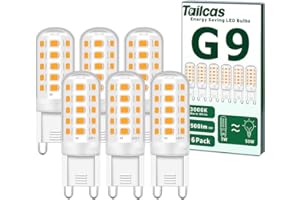Tailcas G9 Led Light Bulbs, 5W Warm White, Equivalent to 40W-50W Halogen, 500lm 3000 Kelvin 220-240V No Flicker Non-Dimmable Energy Saving, for Home Lighting Decor 6-Pack [Energy Class E]