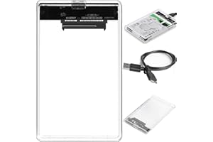 ‎RETOO Retoo Obudowa dysku twardego 2,5cala USB 3.0 do SATA SSD z kablem USB, 12 x 7,5cm obudowa zewnętrzna, obudowa dysku twardego z montażem bez użycia narzędzi, obudowa z transferem danych, przezroczysta