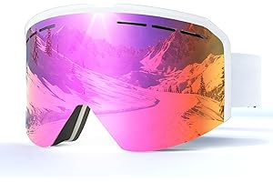 JQF Gear Occhiali da Sci,YH359 Maschera da Sci OTG per Unisex Anti-UV400 Anti Nebbia Antivento Antipolvere Occhiali da Neve per Ski Ciclismo Moto Sport All'aria Aperta