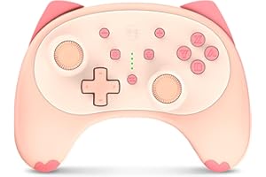 IINE Cat Controller for Nintendo Switch with 3.5mm Headset Jacked,Cute Wireless Pro Controller Kawaii Game Accessory,Orange