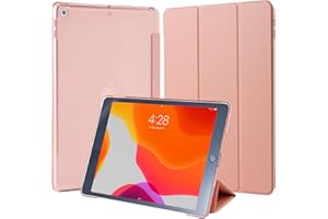 4UBonLife Custodia per iPad 9a/8a/7a Generazione 10,2 Pollici 2021/2020/2019, Smart Cover Protettiva Rigida Custodia Sottile e Leggero con Retro Traslucido per iPad 7/8/9, Oro Rosa